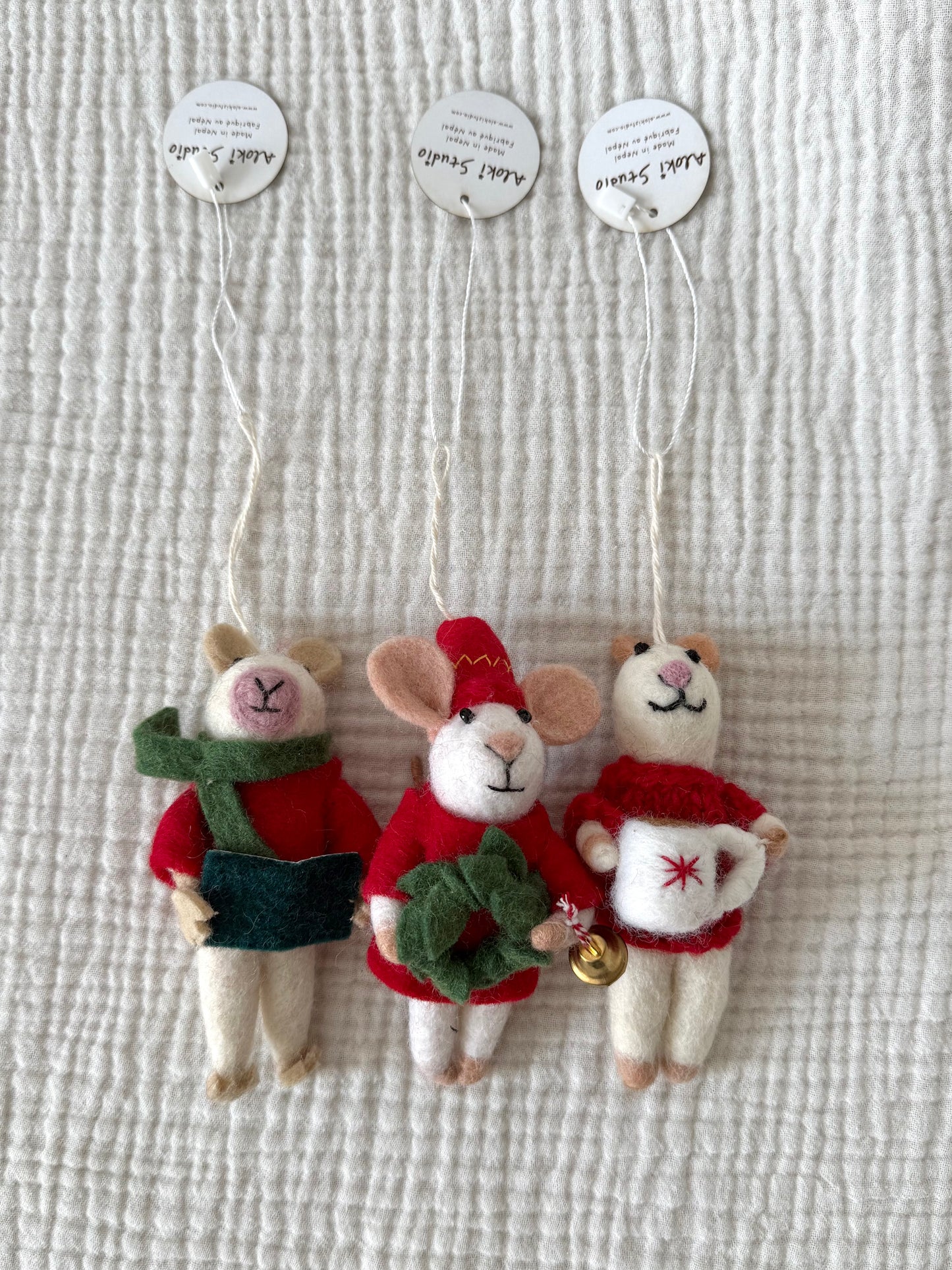 Christmas Mice ornament set