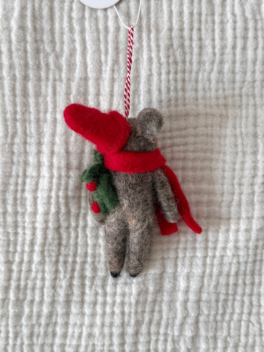Christmas Bear with Wreath Ornament