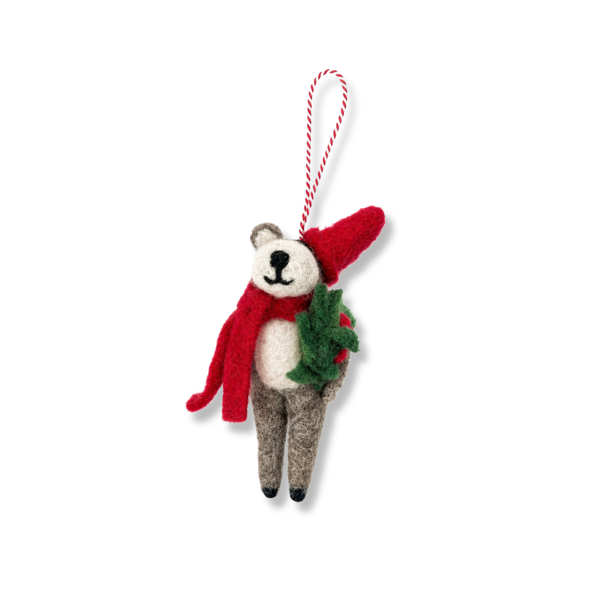 Christmas Bear with Wreath Ornament
