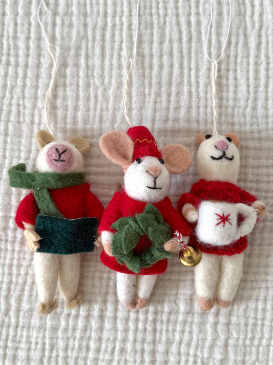 Christmas Mice ornament set